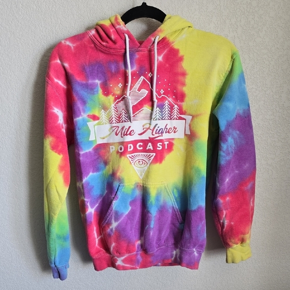 Tie-Dye Hoodie with Mile Higher Podcast Logo - Picture 1 of 2